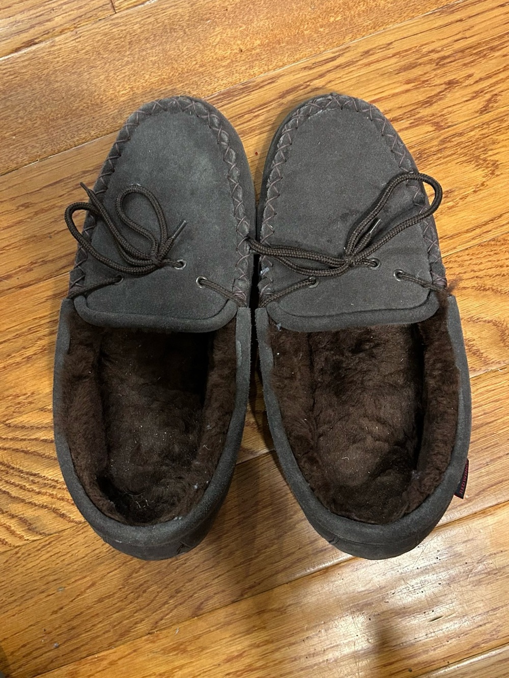 Red Wing Shoes Brown Suede Moccasin Slippers with Shearling Lining